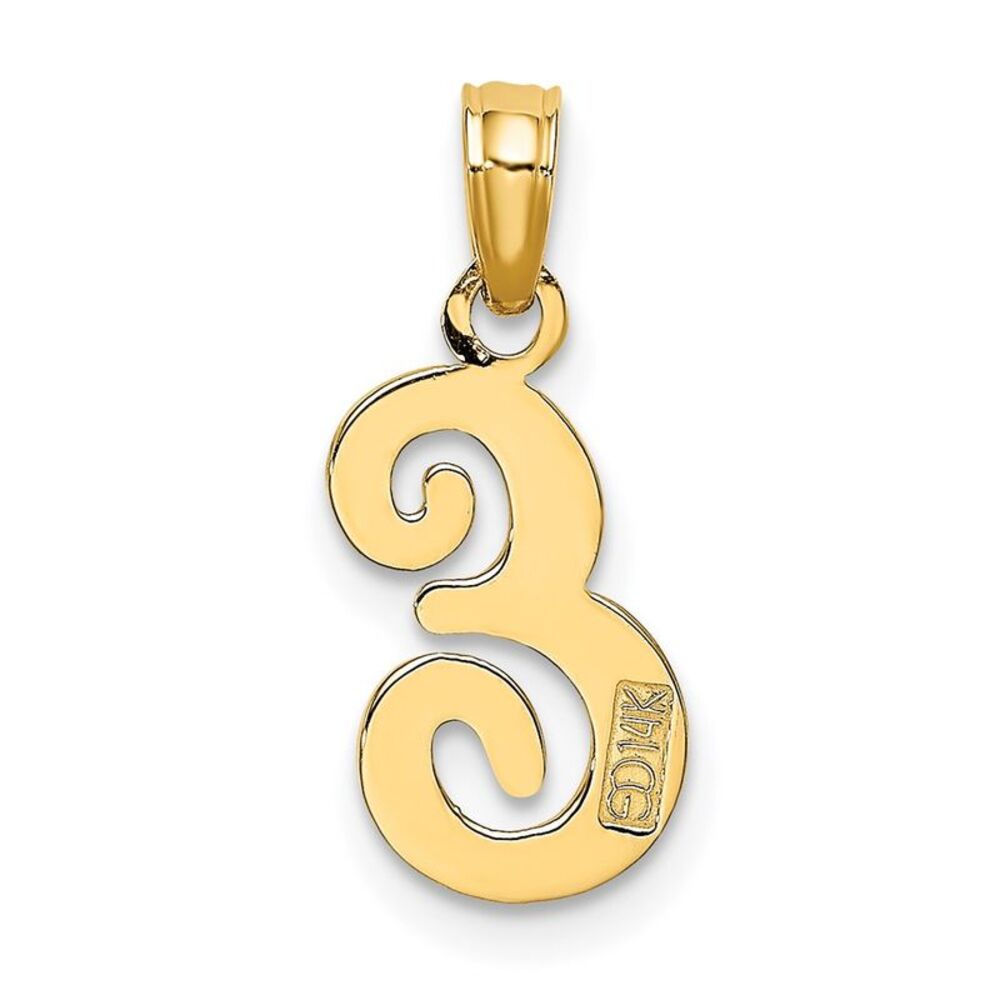 14k Yellow Gold Script Letter E Initial Pendant - image 4